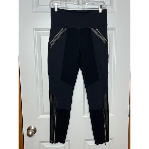 Athleta Luxe Ponte Black Athleisure Leggings with Zippers Medium - Picture 2 of 9